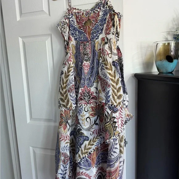 knee length dresses for ladies Pink Floral Glam Scarf Maxi Dress – FARM Rio main image 1